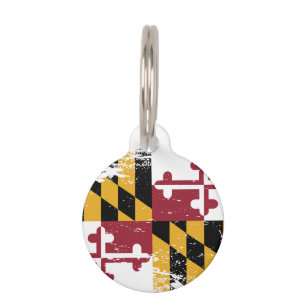Médaillon Pour Animaux Drapeau grunge du Maryland