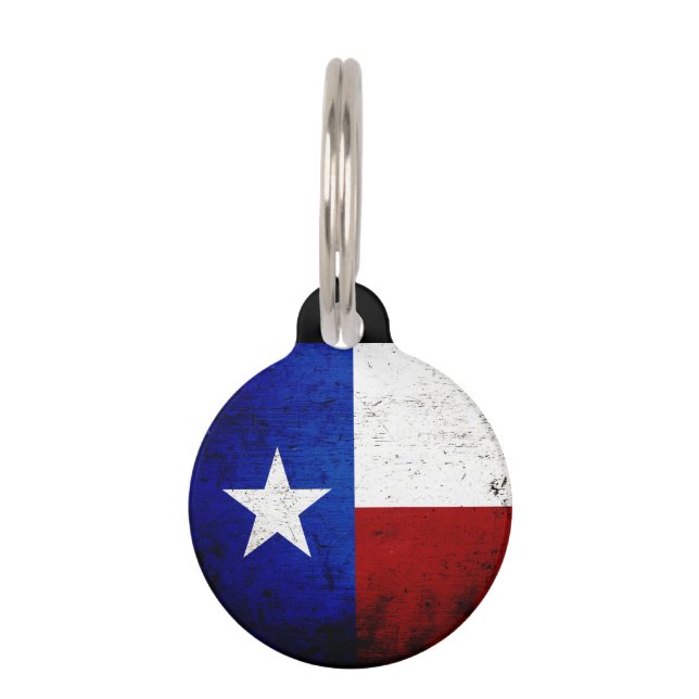 Médaillon Pour Animaux Drapeau grunge noir d'état du Texas (Devant)