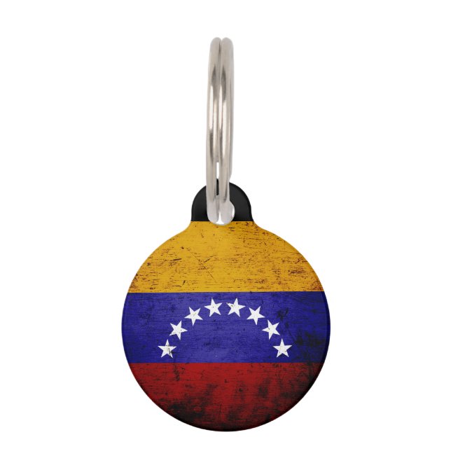 Médaillon Pour Animaux Drapeau grunge noir du Venezuela (Devant)