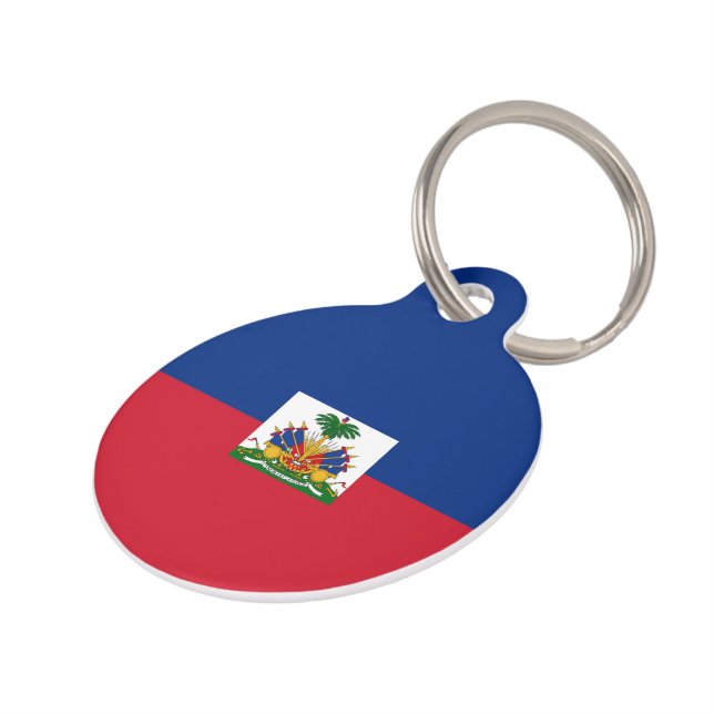 Médaillon Pour Animaux Drapeau Haïti (Côté )