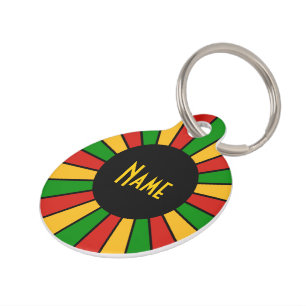 Médaillon Pour Animaux Drapeau RASTAFARI bouton RAYONS + votre signe ou t