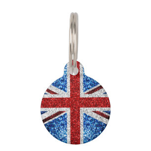 Médaillon Pour Animaux Drapeau rouge bleu blanc brillant parties scintill