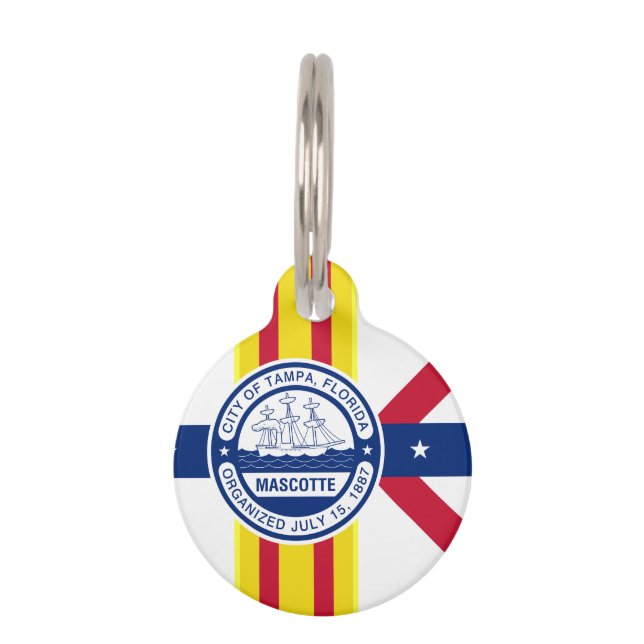 Médaillon Pour Animaux Drapeau Tampa, Floride Pet ID balise (Devant)