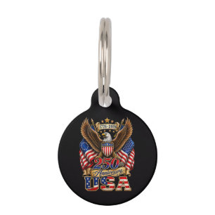 Médaillon Pour Animaux Drapeau USA 250e anniversaire 250 ans d'Amérique