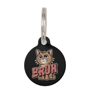 Médaillon Pour Animaux Drôle Chat Bruh mème graphique Humour Amoureux des
