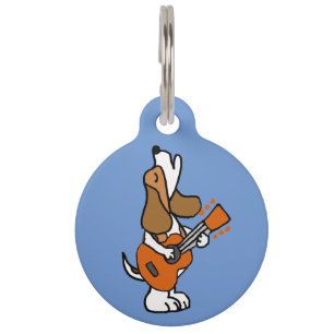 Médaillon Pour Animaux Drôle de chien Beagle chantant et jouant de la gu