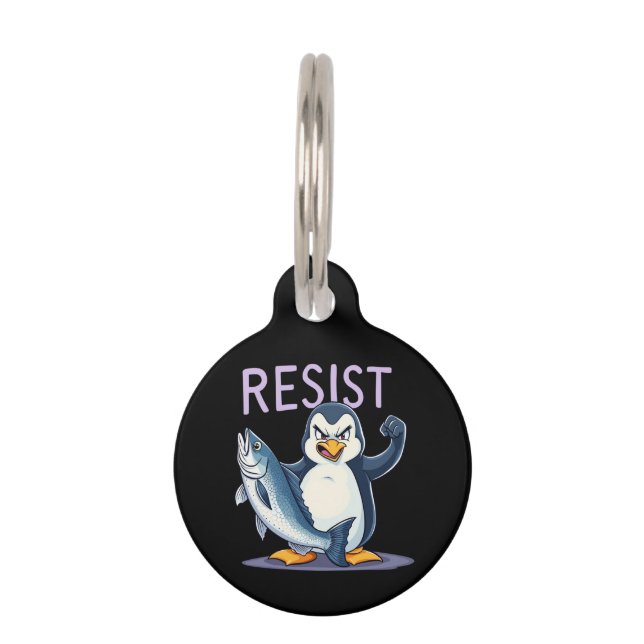 Médaillon Pour Animaux Drôle de résister à la protestation des pingouins  (Devant)