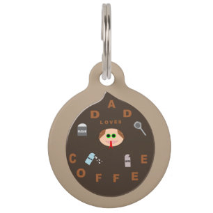 Médaillon Pour Animaux Drôle Papa Monster Aime Café Custom Chig balise