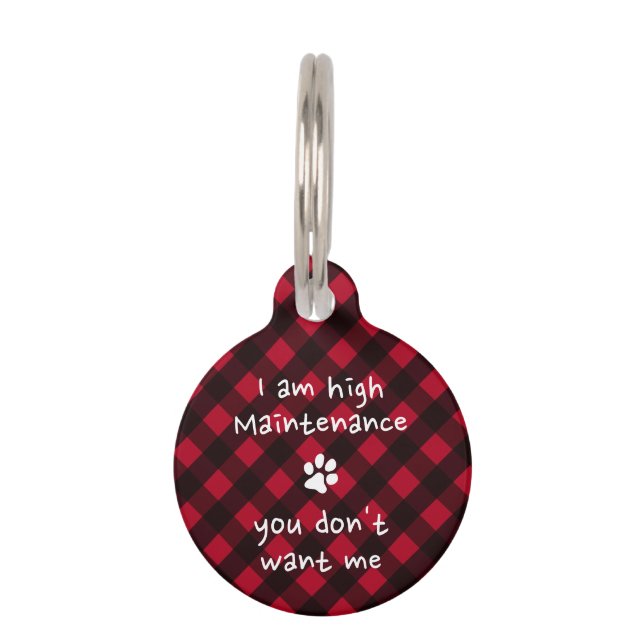 Médaillon Pour Animaux Drôle personnalisé Buffle Rouge Plaid Chien Chien (Devant)