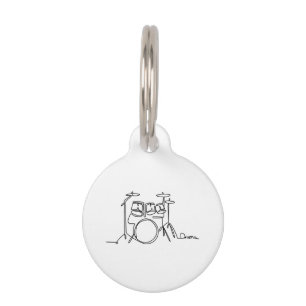 Médaillon Pour Animaux Drummer Music Design Drums One-Line