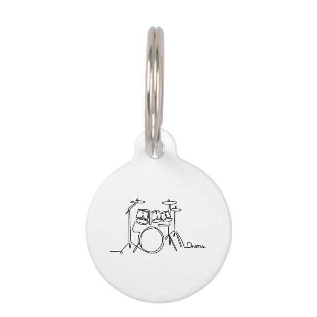 Médaillon Pour Animaux Drummer Music Design Drums One-Line (Devant)