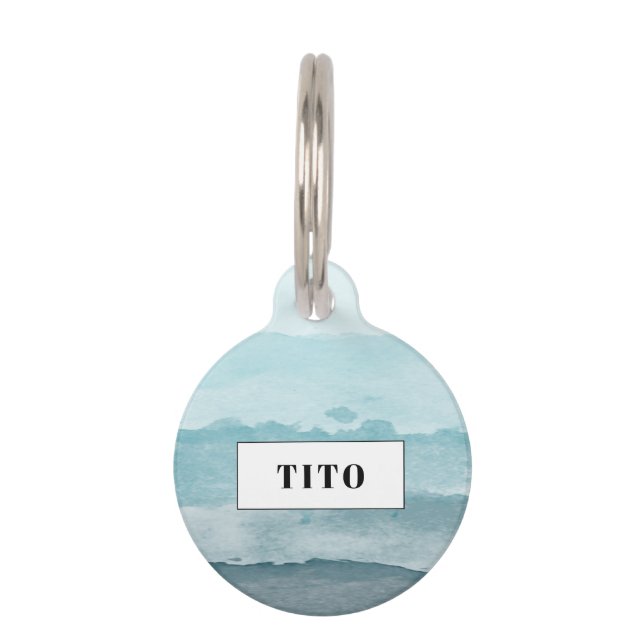 Médaillon Pour Animaux Eau bleu mer Abstraite (Devant)