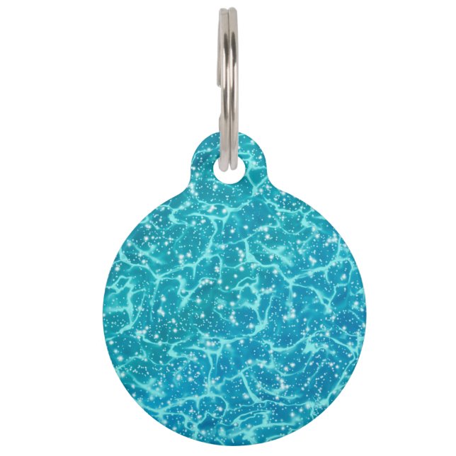 Médaillon Pour Animaux Eau de mer bleue avec étincelles (Devant)