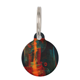 Médaillon Pour Animaux Eau Orange Rouge Bleu moderne Art Abstrait Motif