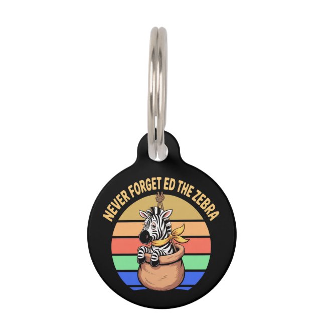Médaillon Pour Animaux Ed Le Zèbre Capturé Retro Stripes Drôle Design (Devant)