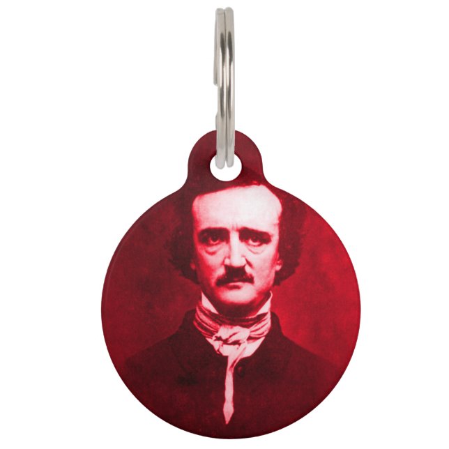 Médaillon Pour Animaux Edgar Allan Poe en rouge (Devant)