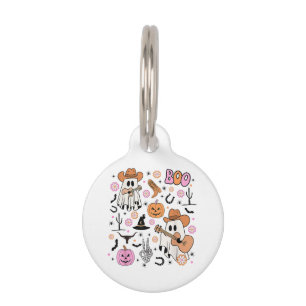 Médaillon Pour Animaux Éffrayant Ghost Cowboy Cute Halloween Boo Western 