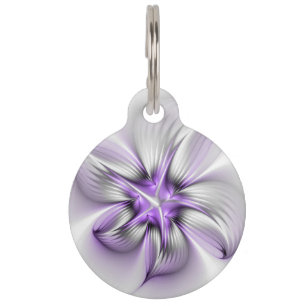Médaillon Pour Animaux Élégance florale Art fractal violet abstrait moder