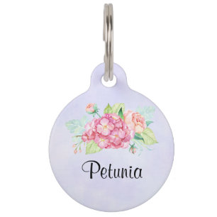 Médaillon Pour Animaux Elégant Bouquet de fleurs rose