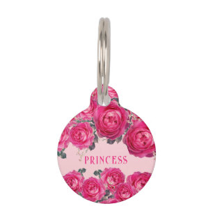 Médaillon Pour Animaux Elégant Bouquet de Roses personnalisé