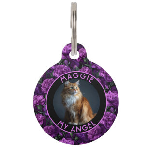 Médaillon Pour Animaux Élégant Cadeau pour Papa Chat Œillets