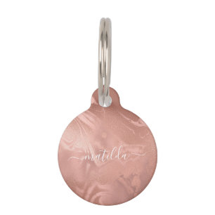 Médaillon Pour Animaux Élégant cuivre moderne rose gold marble look