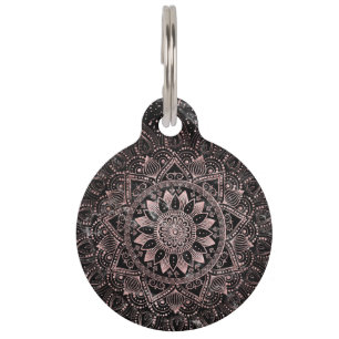 Médaillon Pour Animaux Elégant mandala rose d'or et oeuvres d'art en mar