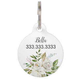 Médaillon Pour Animaux Élégante calligraphie florale