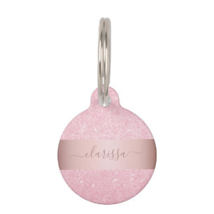 Médaillon Pour Animaux Élégante parties scintillant d'or rose géométrique