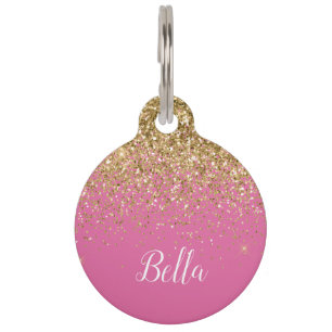 Médaillon Pour Animaux Élégante Parties scintillant or rose Personnalisé