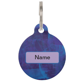 Médaillon Pour Animaux Elégante peinture moderne bleu et violet
