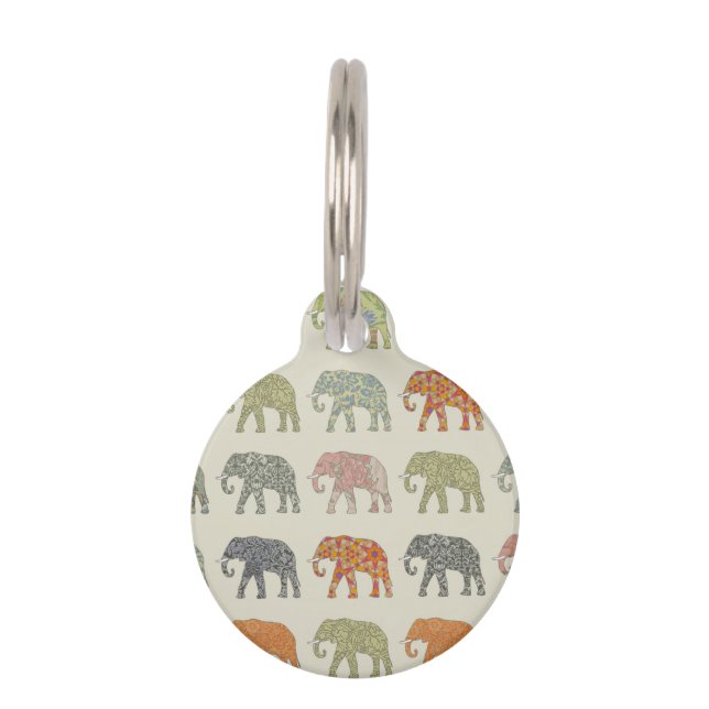 Médaillon Pour Animaux Eléphant Coloré Animal Motif contemporain (Devant)