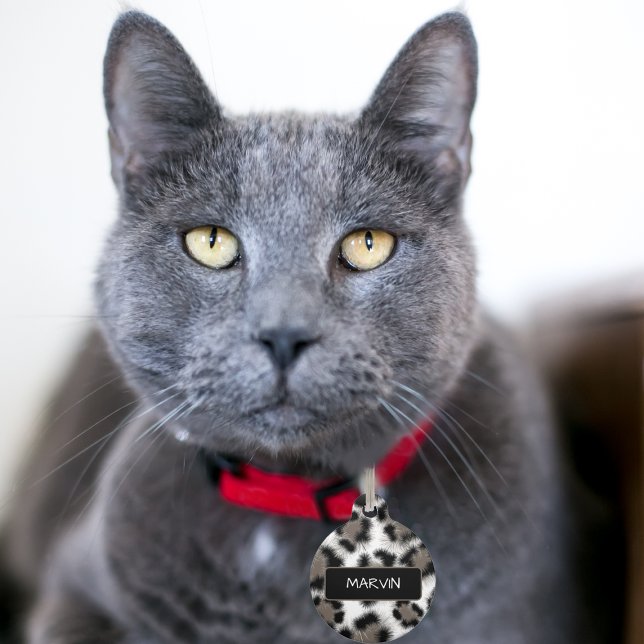 Médaillon Pour Animaux Empreinte de léopard Noir Taupe personnalisable (Créateur téléchargé)