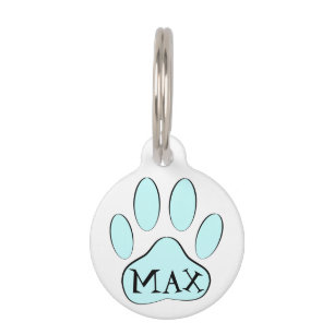 Médaillon Pour Animaux Empreinte de patte bleu