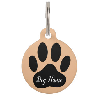 Médaillon Pour Animaux Empreinte de patte de chien avec nom modifiable