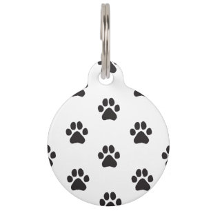 Médaillon Pour Animaux Empreinte de patte de chien simple noir Empreintes