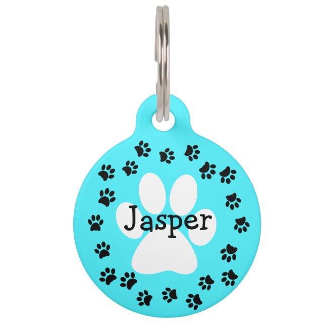 Médaillon Pour Animaux Empreinte de patte de nom de chien personnalisé (Devant)