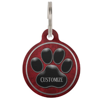 Médaillon Pour Animaux Empreinte de patte Faux Red Velvet personnalisé