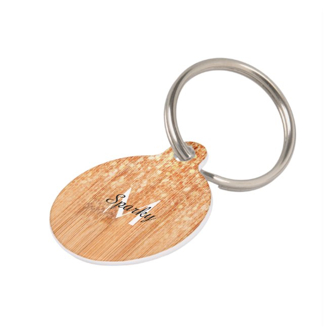 Médaillon Pour Animaux Empreinte en bois de bambou orange (Côté )