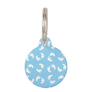 Médaillon Pour Animaux Empreintes bébé, Pied bébé, Marches, Bleu, Garçon