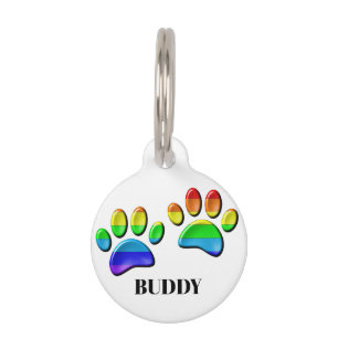 Médaillon Pour Animaux Empreintes de patte de chien arc-en-ciel