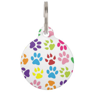 Médaillon Pour Animaux Empreintes de pattes colorés