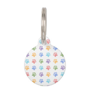 Médaillon Pour Animaux Empreintes de pattes de chien colorées Motif Patte