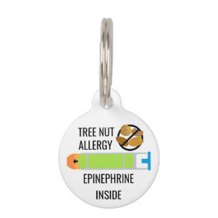 Médaillon Pour Animaux Enfants Arbre Nut Allergie Epinephrine Urgence