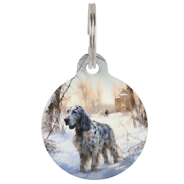 Médaillon Pour Animaux English Setter Qu'il neige Noël (Devant)