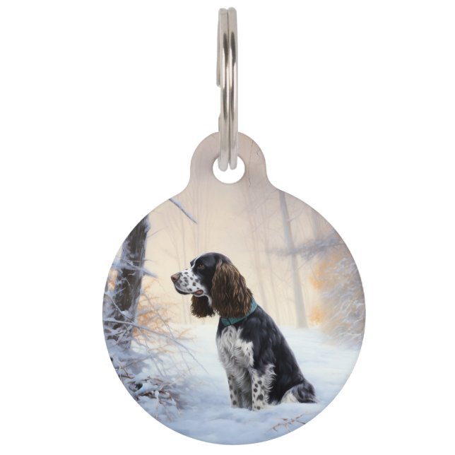 Médaillon Pour Animaux English Springer Spaniel Noël neige fondue (Devant)