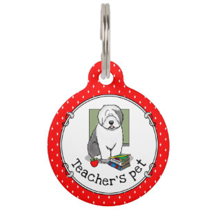 Médaillon Pour Animaux Enseignant de l'école Vieux chien de mouton anglai