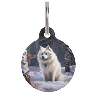 Médaillon Pour Animaux Eskimo Américain Noël sous la neige