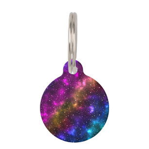 Médaillon Pour Animaux Espace Cosmos Coloré Abstrait et Infos Personnalis