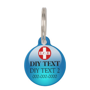 Médaillon Pour Animaux État de santé de l'animal DO-IT-YOURSELF bleu